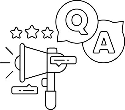 A microphone with a star above it and a question mark below it Stock Illustration