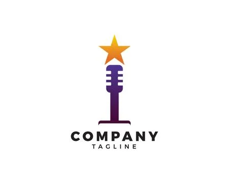Microphone Star Logo Vector Template Stock Illustration