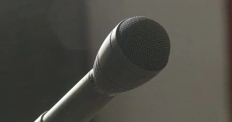 Microphone - Static shot - Dramatic Lighting Stock Footage 166010958