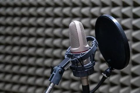 Microphone in the Studio for close-up recording Stock Photos