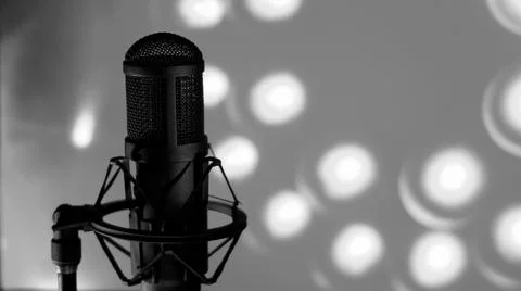 Microphone at studio . Music  stage . studio sound equipment Stock Photos