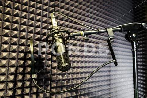The microphone in the Studio for professional recording Stock Photos