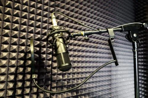 The microphone in the Studio for professional recording Stock Photos