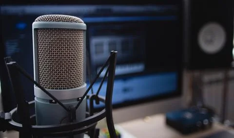 Microphone studio wallpaper Stock Photos
