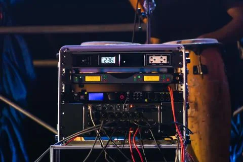 The Microphone System is on the stage Foto stock