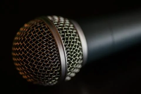 Microphone on table Stock Photos