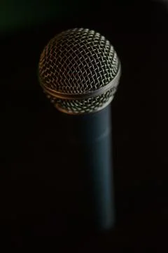 Microphone on table Stock Photos