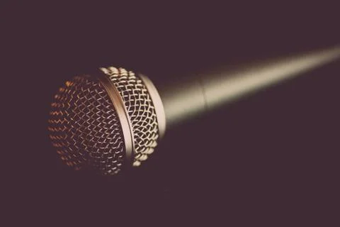 Microphone on table Stock Photos