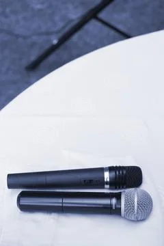 Microphone on table wedding Stock Photos