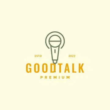 Microphone talk podcast sing geometric minimal line logo design vector icon.. Stock Illustration