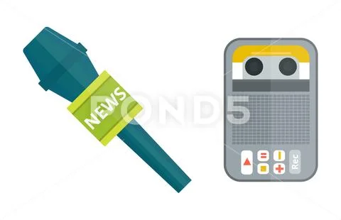 Microphone tape recorder dictaphone vector icon isolated interview music TV web Stock Illustration