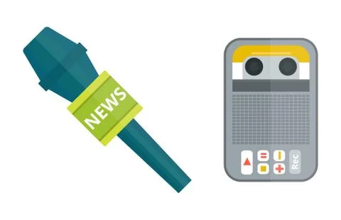 Microphone tape recorder dictaphone vector icon isolated interview music TV web Stock Illustration