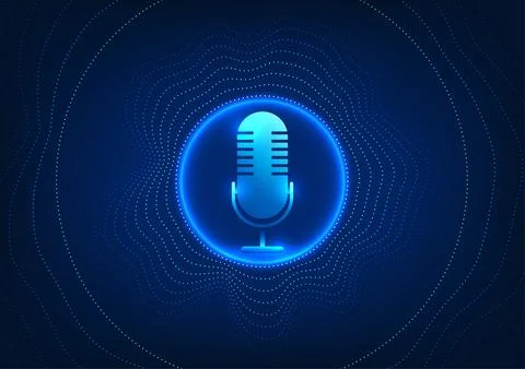 Microphone technology background, microphone on circular side, dot pattern... Stock Illustration