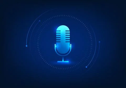 Microphone technology background, microphone inside high tech circle Concep.. Illustration