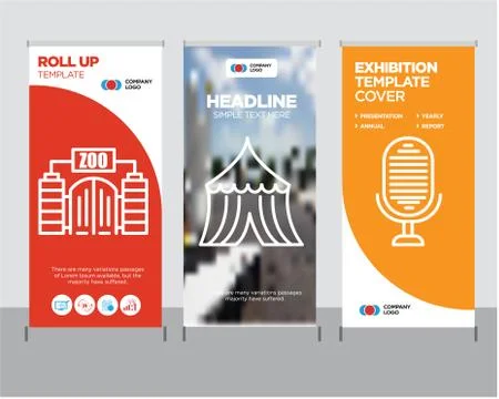 Microphone, Tent, Zoo roll up Illustrazione stock