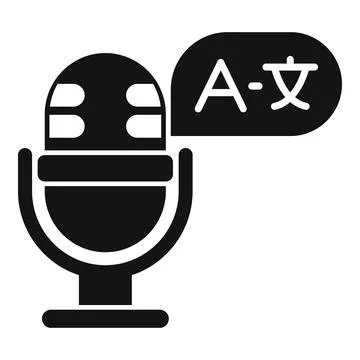 Microphone translating audio recording to foreign language glyph icon Illustrazione stock