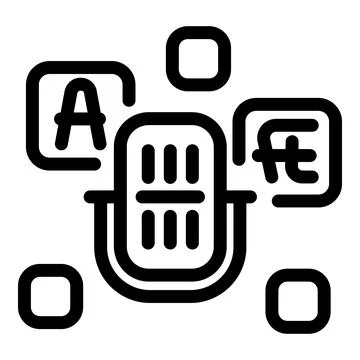 Microphone translating languages icon, language exchange concept Stock Illustration