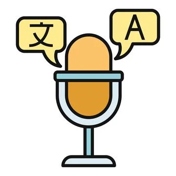 Microphone translating languages speaking global communication concept Stock Illustration