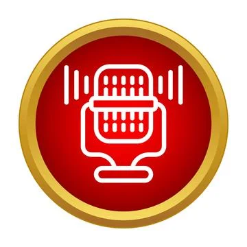 Microphone transmitting audio waves, podcast recording concept Stock-Illustration