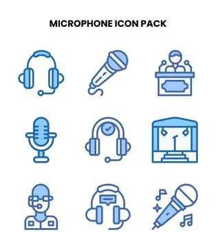 Microphone Two Colour Collection Icons Pack Stock-Illustration