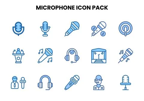 Microphone Two Colour Collection Icons Pack Illustrazione stock