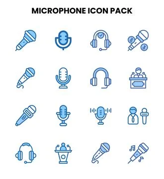 Microphone Two Colour Design Icons Pack Stock Illustration