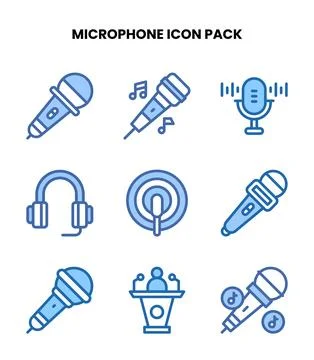 Microphone Two Colour Set Icons Pack イラスト素材