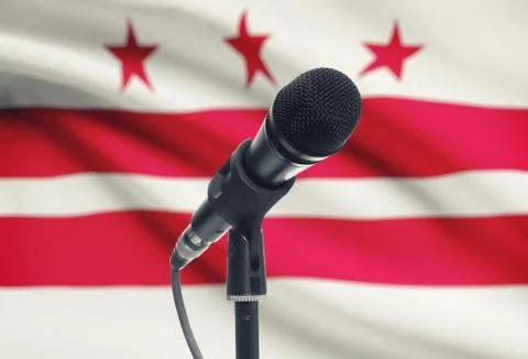 Microphone with US states flags on background series - District of Columbia Stock Photos