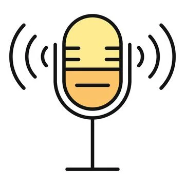 Microphone vector icon broadcasting audio wave symbol Stock-Illustration