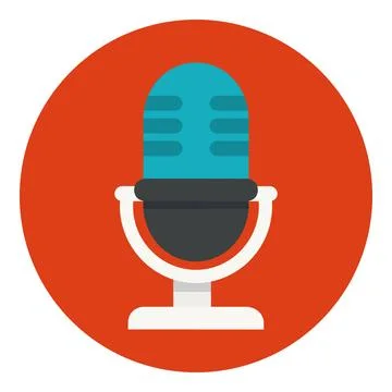 Microphone vector icon in circle Stock Illustration