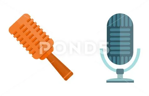 Microphone vector icon isolated interview music TV web broadcasting vocal tool Stock Illustration