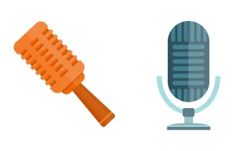 Microphone vector icon isolated interview music TV web broadcasting vocal tool Stock Illustration