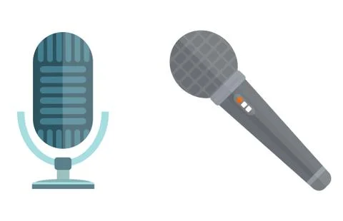 Microphone vector icon isolated interview music TV web broadcasting vocal tool Stock Illustration