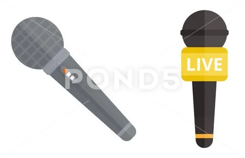 Microphone vector icon isolated interview music TV web broadcasting vocal tool Stock Illustration