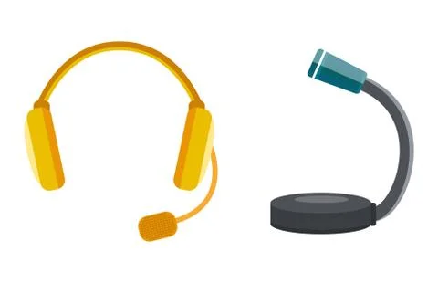 Microphone vector icon isolated interview music TV web vocal tool show voice Stock Illustration