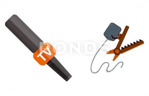Microphone vector icon isolated interview music TV web broadcasting vocal tool Stock Illustration