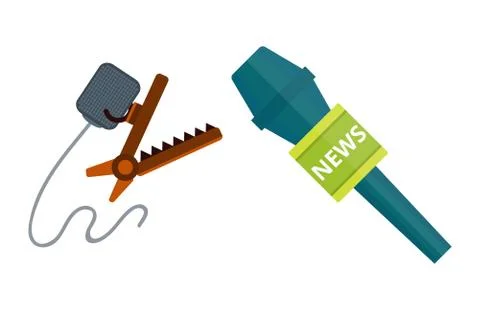 Microphone vector icon isolated interview music TV web broadcasting vocal tool Stock Illustration