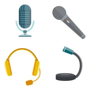 Microphone vector icon isolated interview music TV web vocal tool show voice Stock Illustration