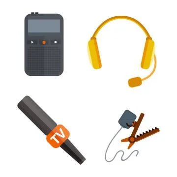 Microphone vector icon isolated interview music TV tool show voice radio Stock Illustration