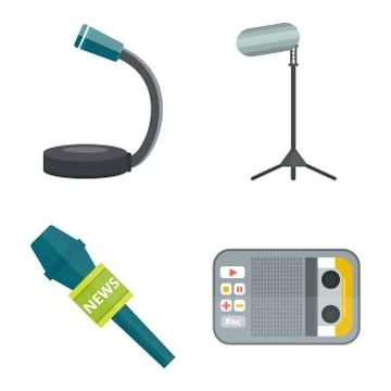 Microphone vector icon isolated interview music TV web broadcasting vocal tool Stock Illustration