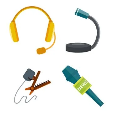 Microphone vector icon isolated interview music TV web vocal tool show voice Stock Illustration