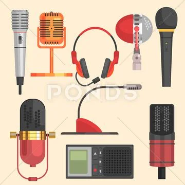 Microphone Vector Illustration Set Stock Illustration
