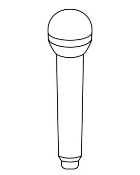 Microphone vector linear image for coloring pages, logos, or icons. Stock Illustration