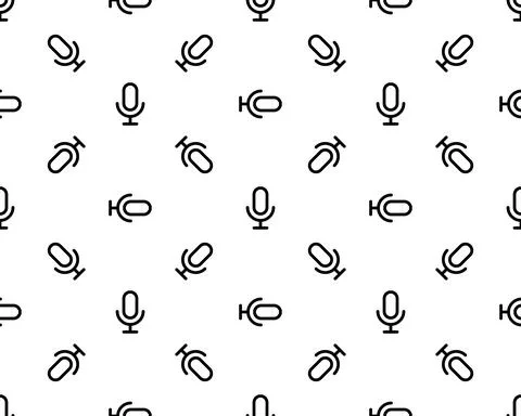 Microphone, vector seamless pattern, Editable can be used for web page backgr Illustrazione stock