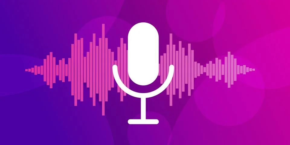 Microphone on violet background Stock Illustration