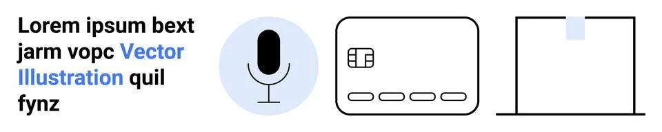 Microphone for voice command, credit card for online transactions, and cloud  스톡 일러스트