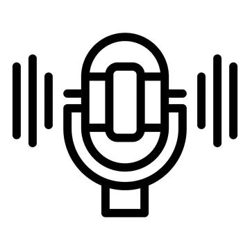 Microphone voice command icon outline vector Illustrazione stock