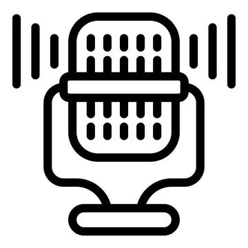 Microphone voice command icon outline vector. Smart virtual assistant Stock Illustration