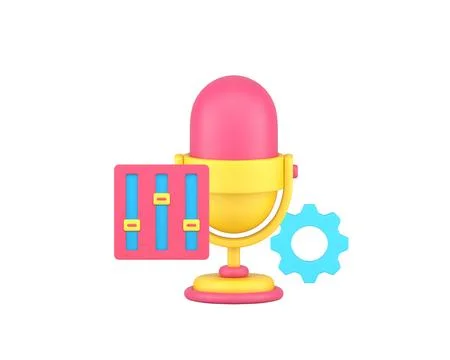 Microphone voice sound broadcasting settings 3d icon realistic vector illus.. Illustrazione stock