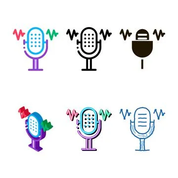 Microphone waves icon multipack vector outline Stockillustratie